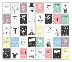 bokomslag 40 Baby Meilenstein-Karten für das 1. Lebensjahr für Mädchen und Junge. Baby Milestone Cards deutsch, zur Erinnerung der Entwicklung der ersten Monate. Geschenk-Set inkl. Box zur Aufbewahrung.