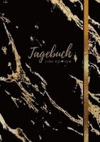 Tagebuch - A5 liniert - 100 Seiten 90g/m² - Soft Cover - Motiv "Marmor gold auf schwarz" - FSC Papier
