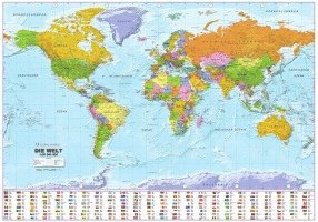 bokomslag Politische Weltkarte 1 : 30 000 000 mit Flaggen