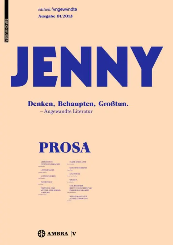 Roland Grenl, Laura Hinrichsmeyer, Johanna Kliem, Jan Schillmöller, Nils Treutlein, Lena Ures, Johanna Wieser - JENNY. Ausgabe 01, Inbunden. Tillgänglighet: Tillfälligt slut