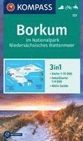 bokomslag KOMPASS Wanderkarte 727 Borkum im Nationalpark Niedersächsisches Wattenmeer 1:15.000
