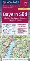 KOMPASS Großraum-Radtourenkarte 3712 Bayern Süd, Oberbayern, Chiemsee, Ingolstadt, Passau, München 1:125.000 1
