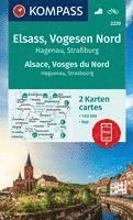 KOMPASS Wanderkarten-Set 2220 Elsass, Vogesen Nord, Hagenau, Straßburg / Alsace, Vosges du Nord, Haguenau, Strasbourg (2 Karten) 1:50.000 1