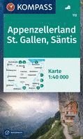 bokomslag KOMPASS Wanderkarte 112 Appenzellerland, St. Gallen, Säntis 1:40.000