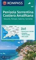 bokomslag KOMPASS Wanderkarte 682 Penisola Sorrentina, Costiera Amalfitana, Vesuvio, Pompei, Salerno, Sorrento 1:50.000