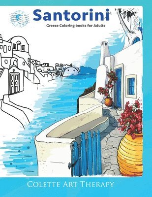 Santorini Greece coloring books for adults. 1