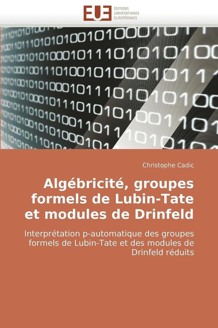 Cadic-C, CADIC-C, Christophe Cadic - Alg�bricit�, Groupes Formels de Lubin-Tate Et Modules de Drinfeld, Häftad