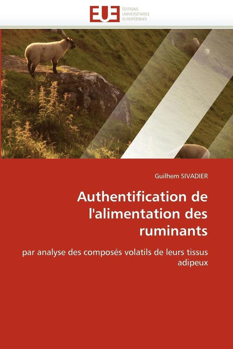 Sivadier-G, TBD - Authentification de l'alimentation des ruminants, Häftad