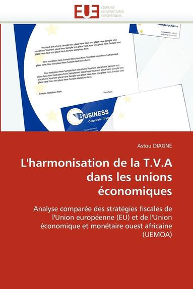 bokomslag L''harmonisation de la T.V.a Dans Les Unions ?conomiques