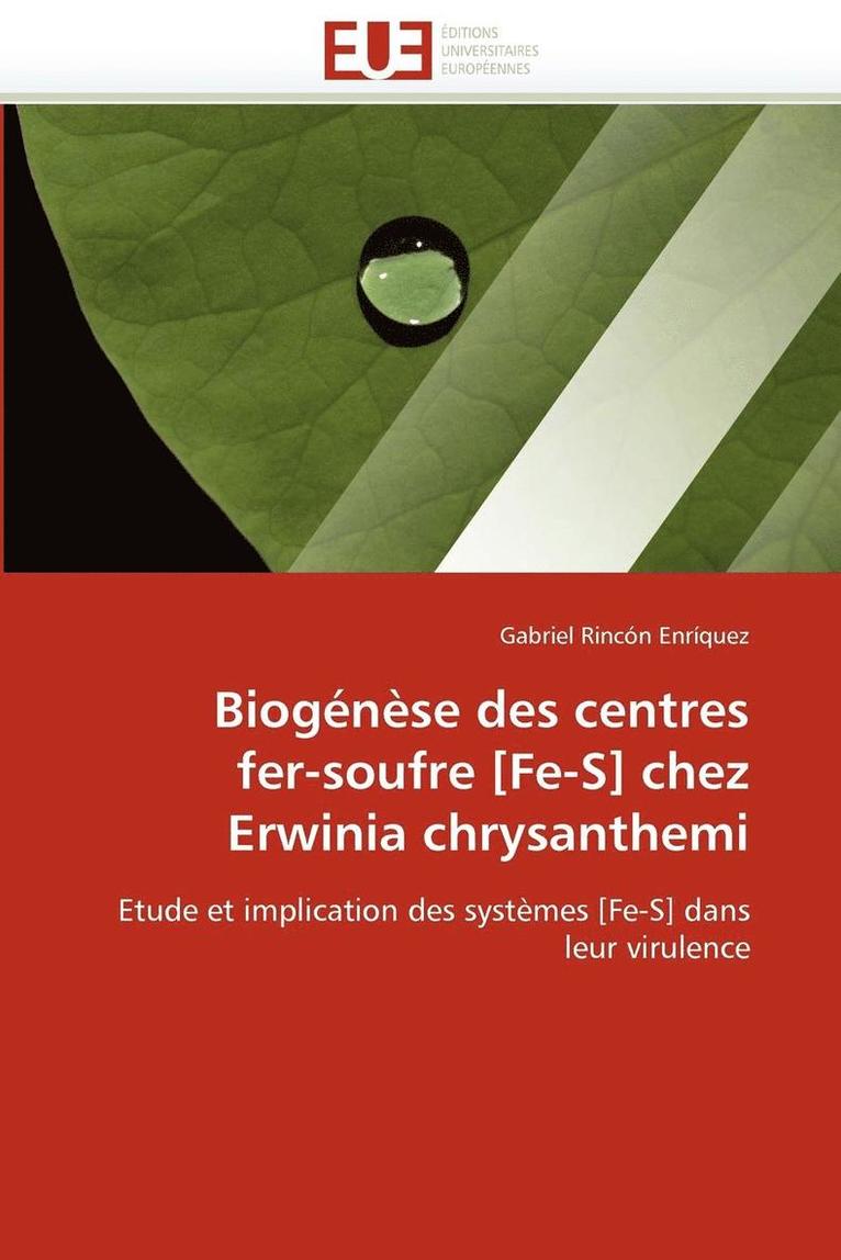 Biog n se Des Centres Fer-Soufre [fe-S] Chez Erwinia Chrysanthemi 1