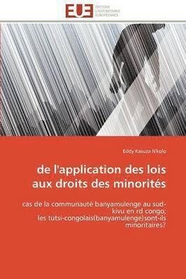 bokomslag de l'Application Des Lois Aux Droits Des Minorit?s