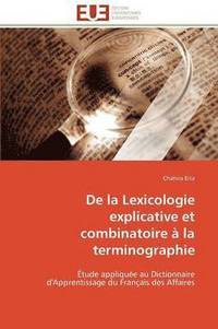 bokomslag de la Lexicologie Explicative Et Combinatoire ? La Terminographie