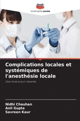 bokomslag Complications locales et systémiques de l'anesthésie locale