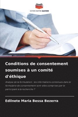 bokomslag Conditions de consentement soumises à un comité d'éthique