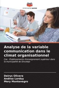 bokomslag Analyse de la variable communication dans le climat organisationnel