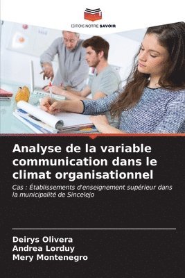 bokomslag Analyse de la variable communication dans le climat organisationnel