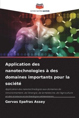 bokomslag Application des nanotechnologies  des domaines importants pour la socit