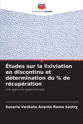 tudes sur la lixiviation en discontinu et dtermination du % de rcupration 1