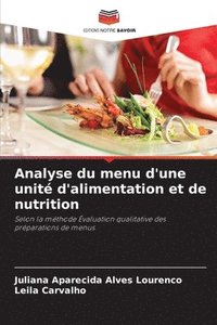 bokomslag Analyse du menu d'une unit d'alimentation et de nutrition