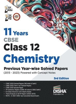 bokomslag 11 Years Cbse Class 12 Chemistry Previous Year-Wise Solved Papers (2013 - 2023) Powered with Concept Notes Previous Year Questions Pyqs