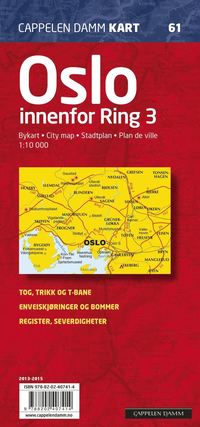 bokomslag Oslo innenfor Ring 3 Cappelen CK61 stadskarta - 1:10000