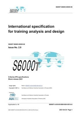 bokomslag S6000T, International specification for training analysis and design, Issue 2.07