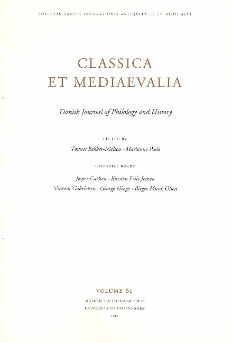 Tønnes Bekker-Nielsen, Marianne Pad - Classica et Mediaevalia, Häftad