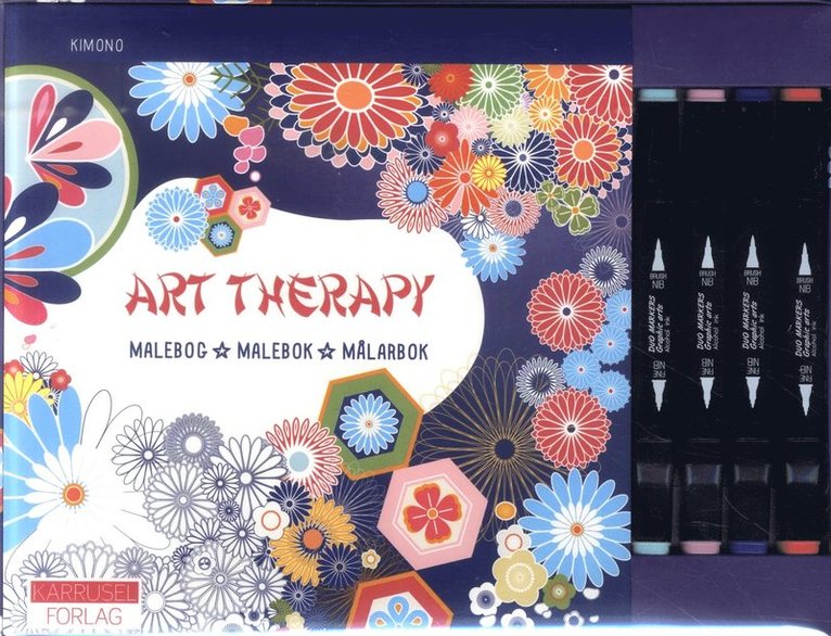 Art therapy målarbok : kimono + 4 färgpennor 1