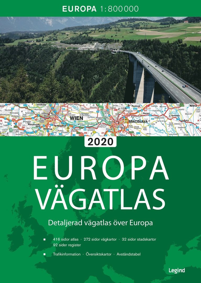 Legindkartor - Europa vägatlas 2020, Häftad