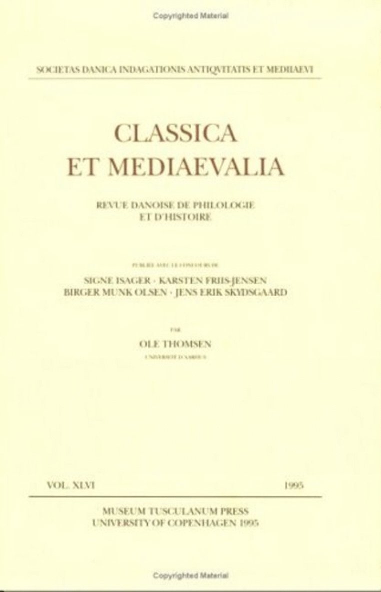 Karsten Friis-Jensen - Classica et Mediaevalia vol. 46, Häftad