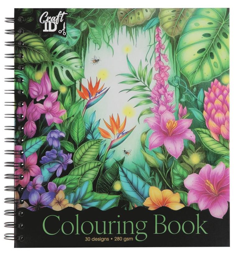 Botanisk målarbok med spiralbindning : 30 ark, 280 gram