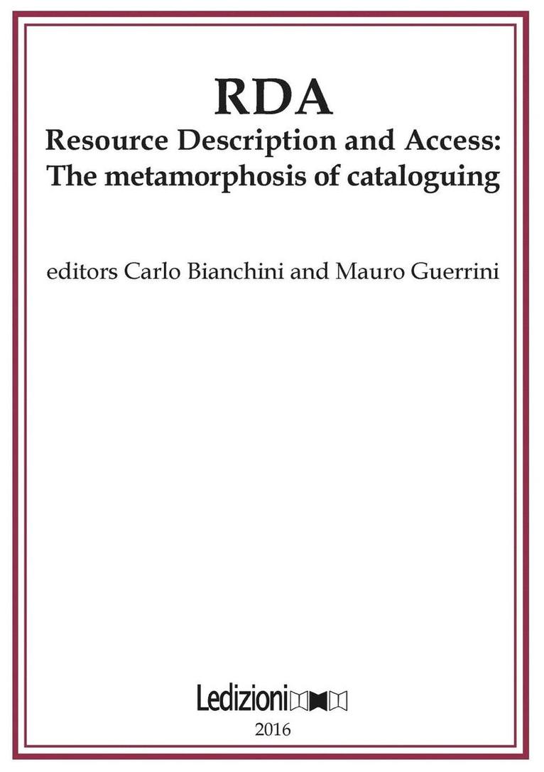 RDA, Resource Description and Access 1