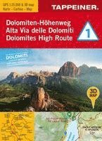 bokomslag 3D-Wanderkarte Dolomiten-Höhenweg 1