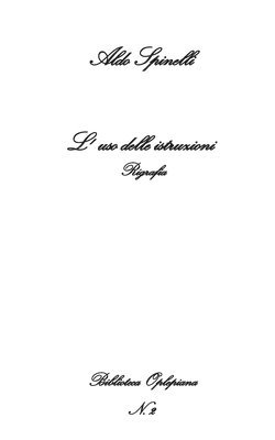 Aldo Spinelli - L'uso delle istruzioni: Rigrafia, Häftad