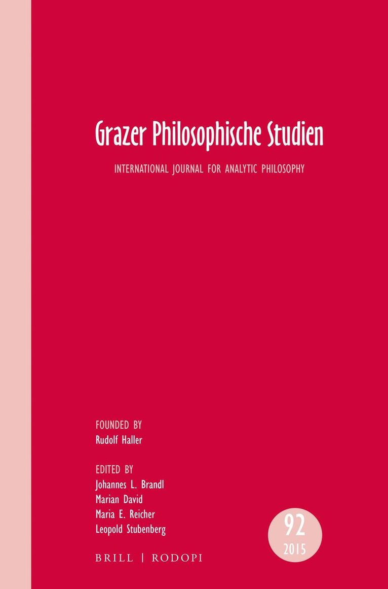 Grazer Philosophische Studien, Vol 92 – 2015