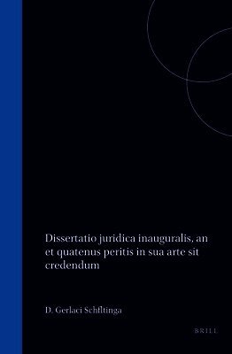 D. R. Wijckerveld Bisdom - Dissertatio Juridica Inauguralis, an Et Quatenus Peritis in Sua Arte Sit Credendum, Inbunden