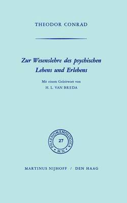 bokomslag Zur Wesenlehre des psychischen Lebens und Erlebens