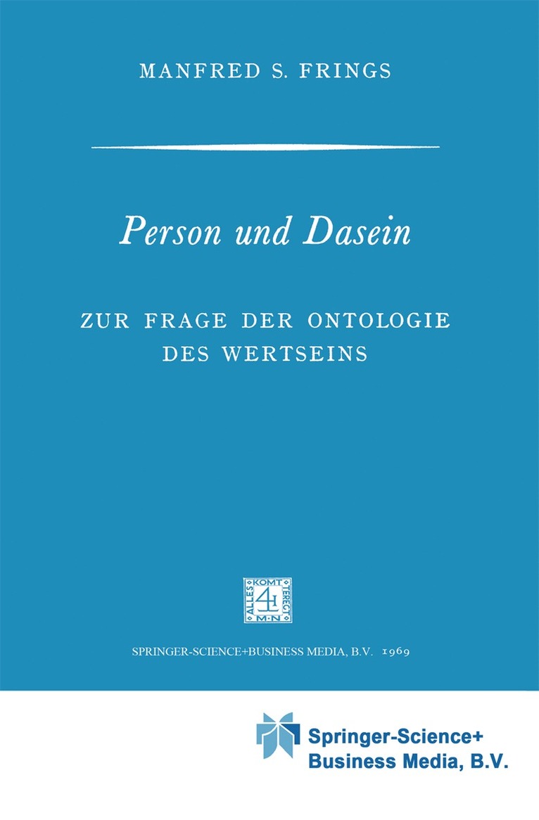 Manfred S. Frings, M. Frings - Person und Dasein, Häftad