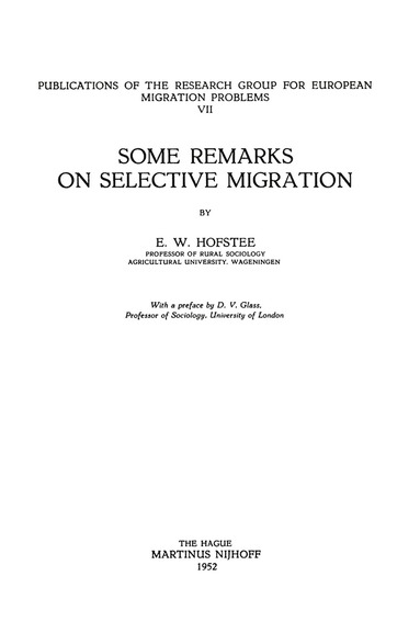 bokomslag Some Remarks on Selective Migration