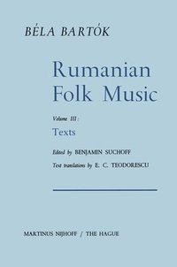 bokomslag Rumanian Folk Music: Texts