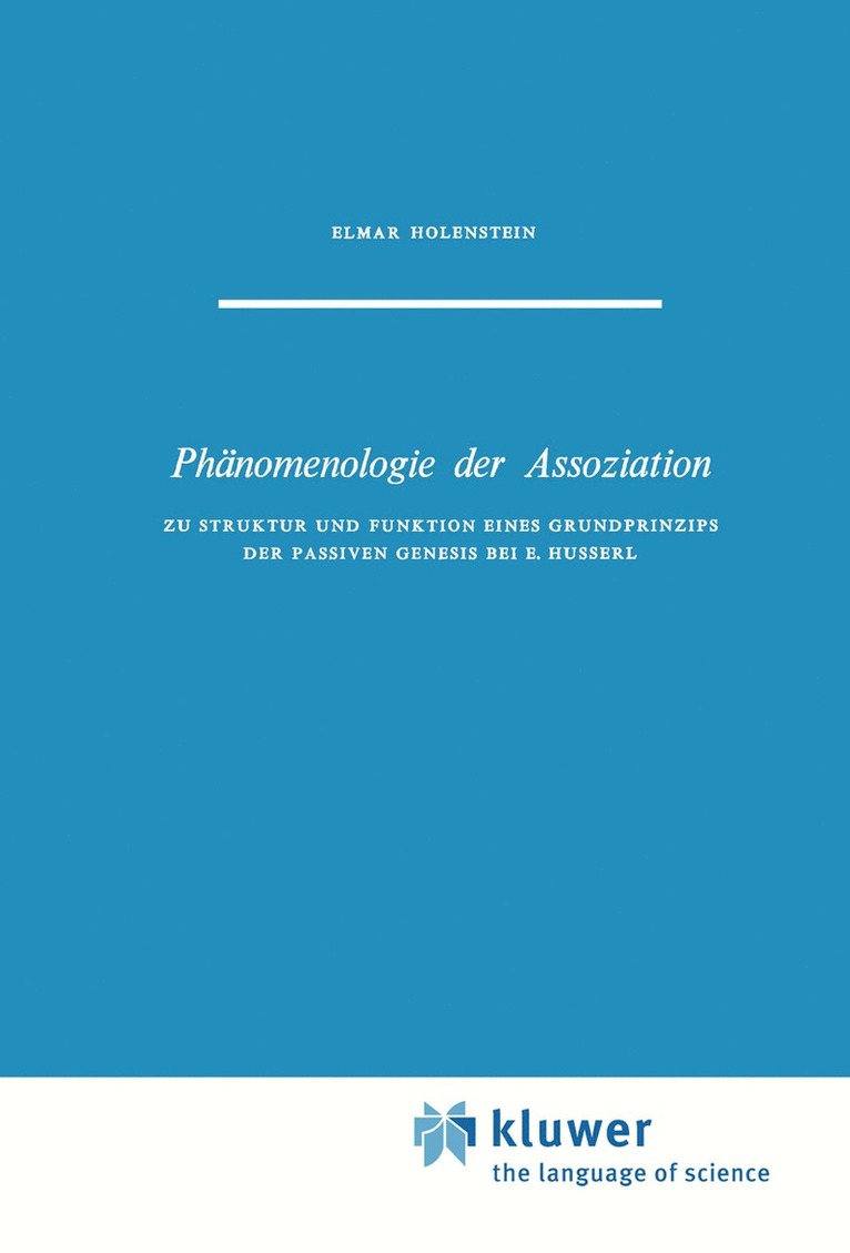 E. Holenstein - Phänomenologie der Assoziation, Inbunden