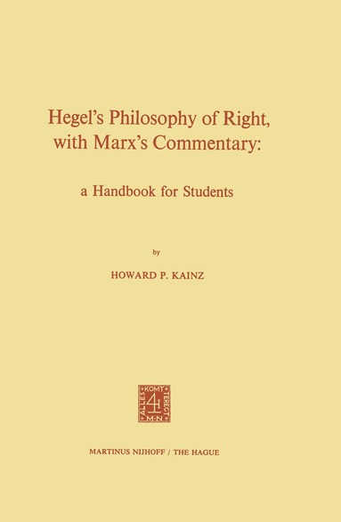 bokomslag Hegel's Philosophy of Right, with Marx's Commentary