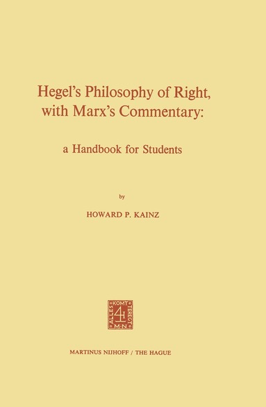 bokomslag Hegels Philosophy of Right, with Marxs Commentary