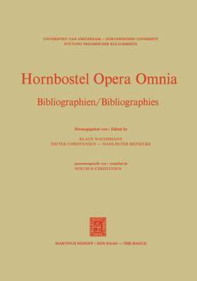bokomslag Hornbostel Opera Omnia