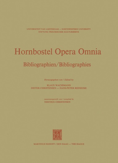 bokomslag Hornbostel Opera Omnia