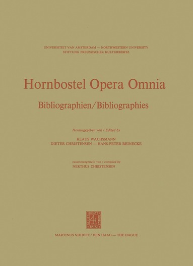 bokomslag Hornbostel Opera Omnia