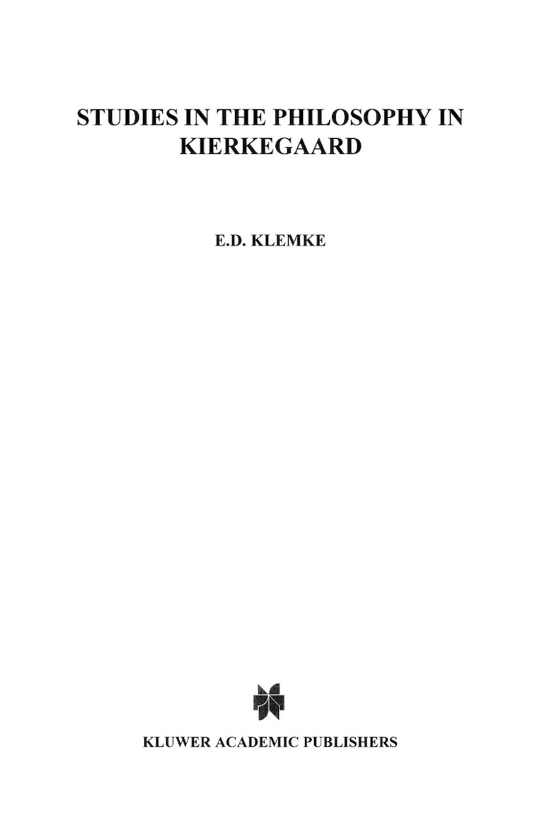 Studies in the Philosophy of Kierkegaard 1