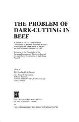 D.E. Hood, P.V. Tarrant, D. E. Hood, P. V. Tarrant - Problem of Dark-Cutting in Beef, Inbunden