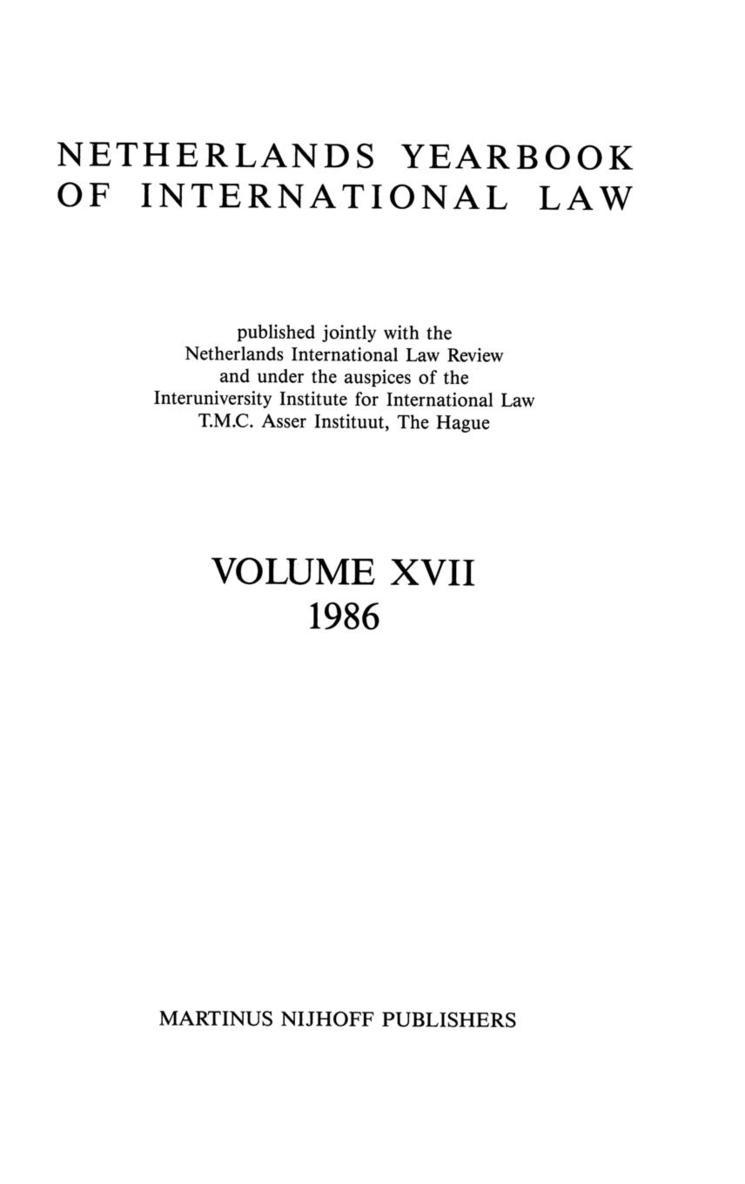 Netherlands Yearbook Of International Law, 1986 1