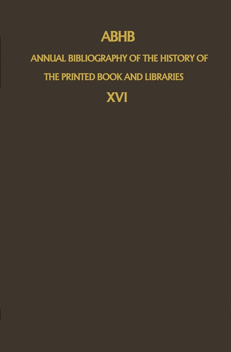 ABHB Annual Bibliography of the History of the Printed Book and Libraries 1